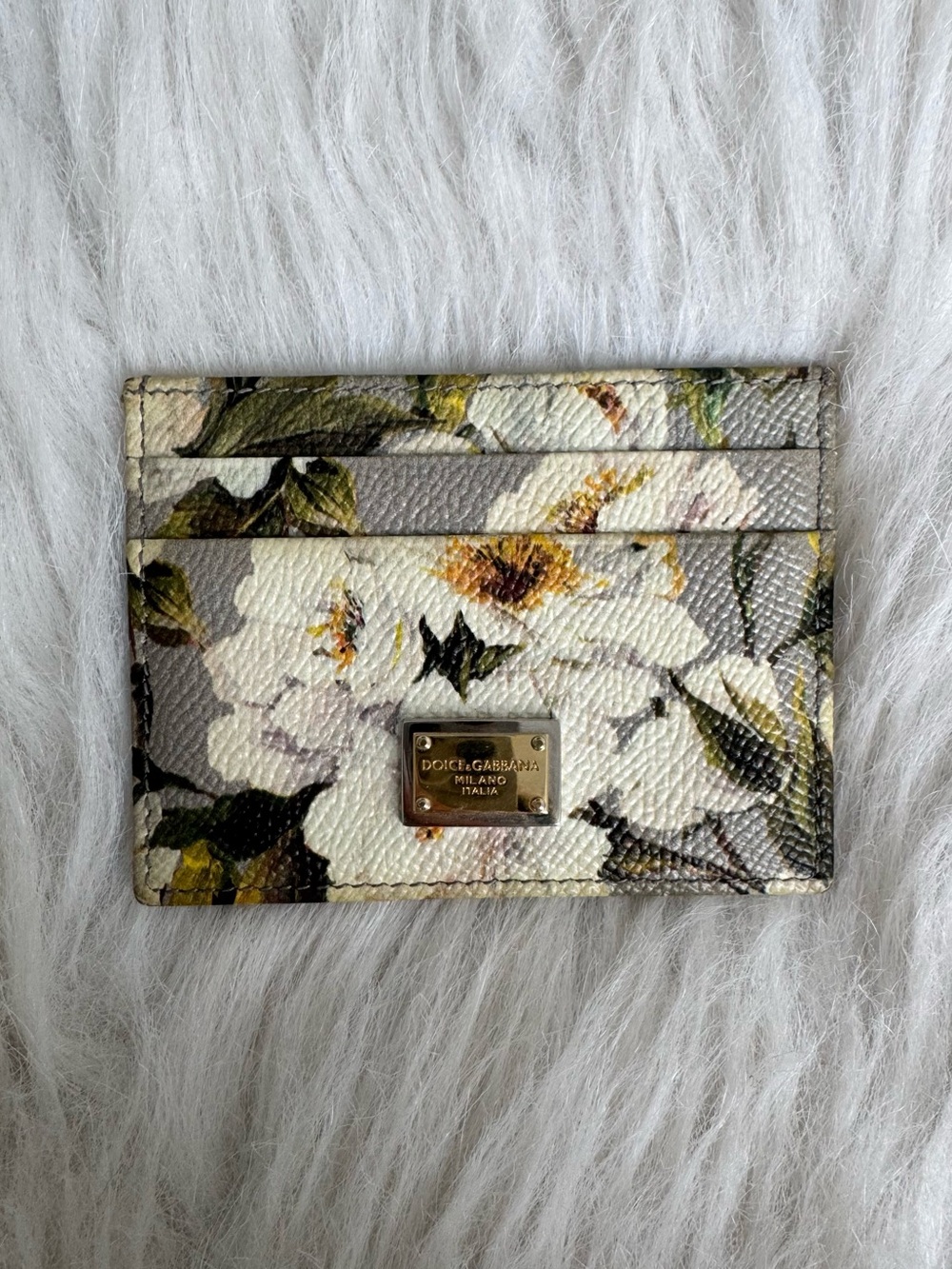 Authentic Dolce&Gabbana leather floral card holder wallet
